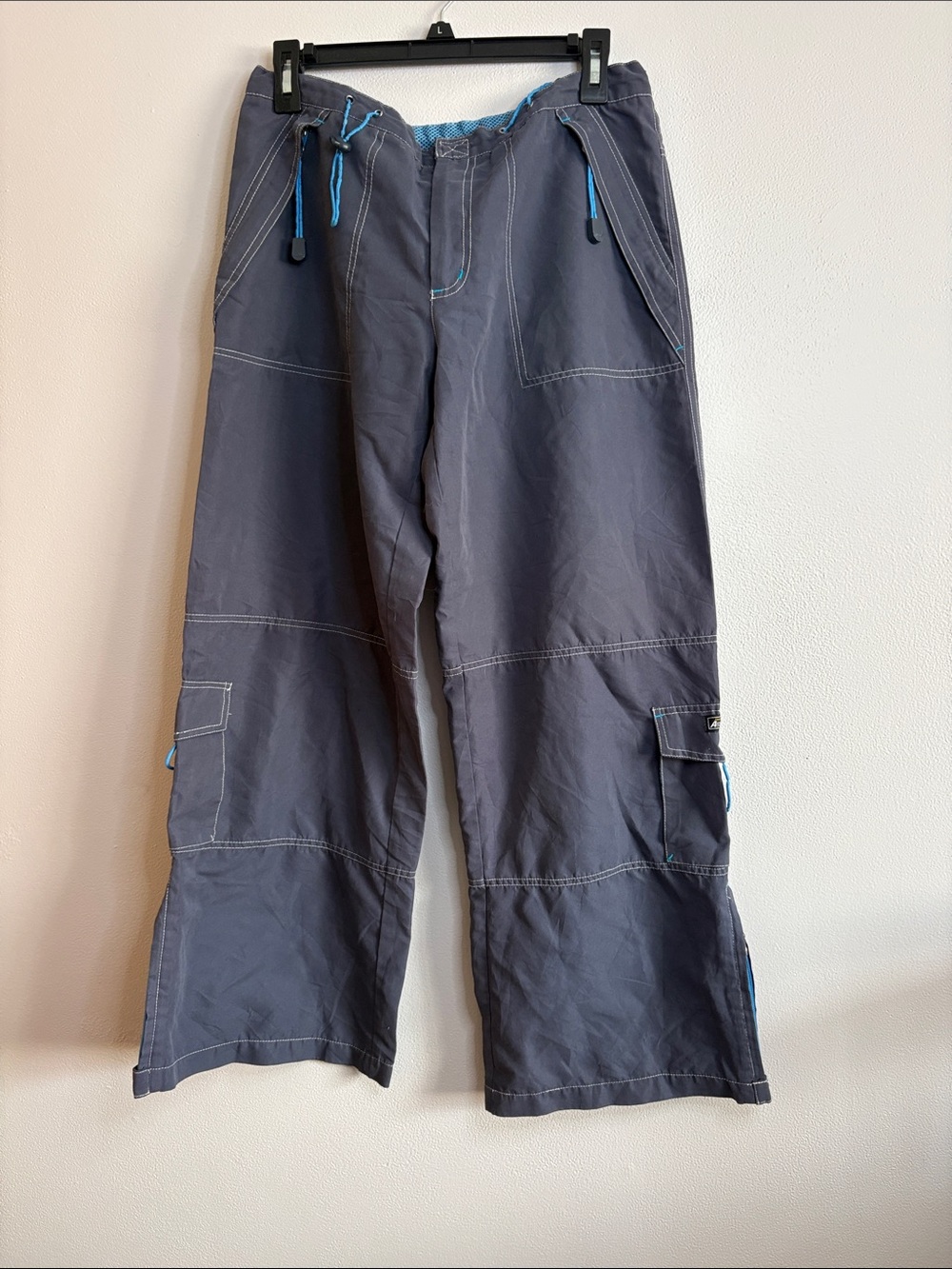 Utility Cargo Pants in Dark Gray with Blue Accents
